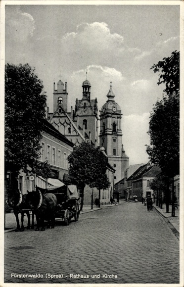Ak Fürstenwalde an der Spree, Rathaus und Kirche