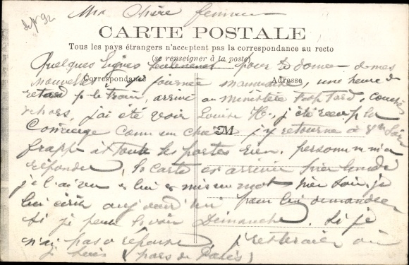 Postcard Bécon les Bruyères Hauts de Seine, The Station and the Quays, Bahnhof, Gleisseite