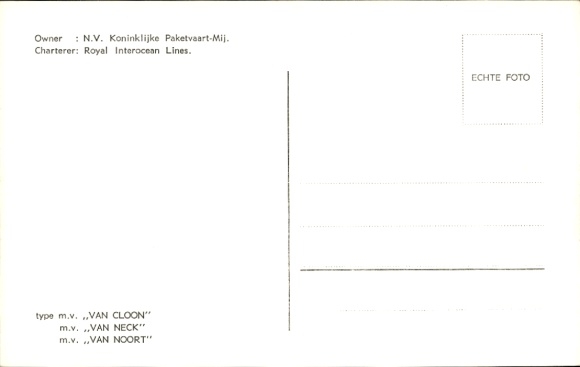 Ak vrachtschip, type MV Van Cloon, Van Neck, Van Noort, KPM Line