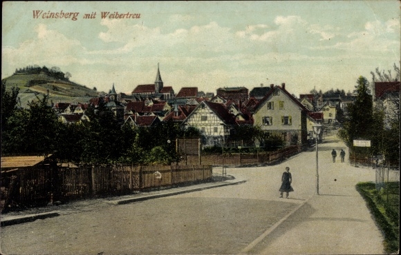 KP Weinsberg w dzielnicy Heilbronn, widok na miejscowość z Weibertreu