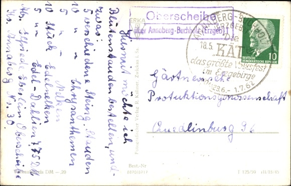 Ak Landpoststempel Oberscheibe über Annaberg Buchholz, Schule, Kaliwerk, Erbgericht