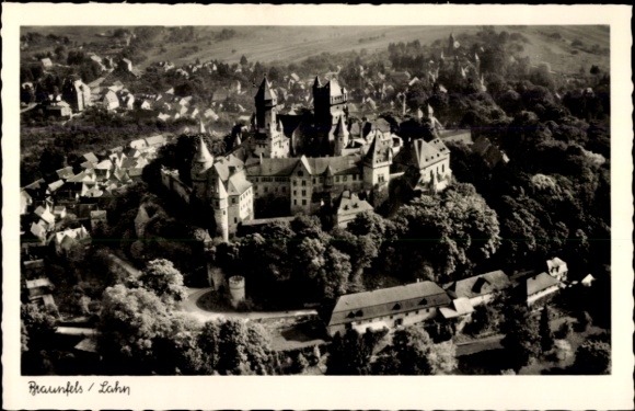 Postcard Braunfels on the Lahn, aerial photo
