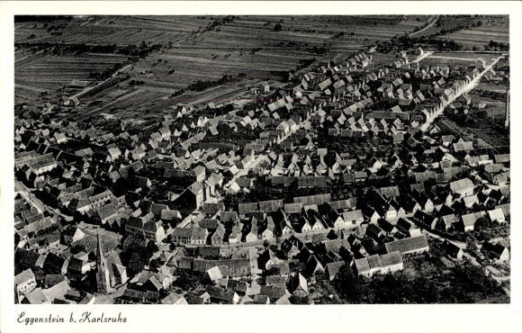 Postcard Eggenstein Leopoldshafen am Rhein, aerial photograph