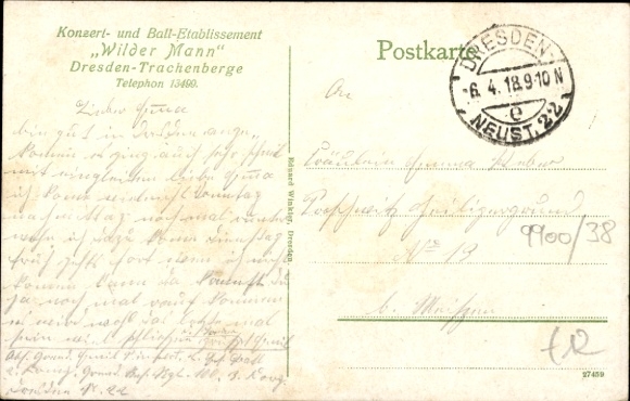 Postcard Dresden Trachenberge, Concert and Ball Establishment Wilder Mann