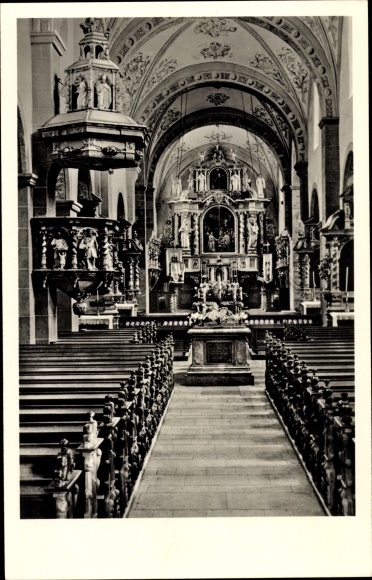 Postcard Steinfeld Kall in the Eifel, Salvatorian College monastery, old abbey church