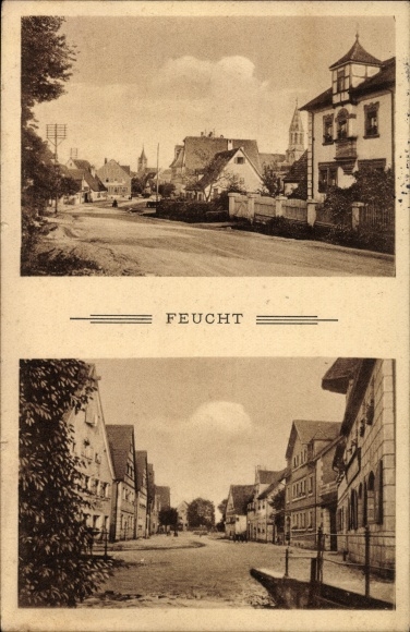 Ak Feucht im Kreis Nürnberger Land Mittelfranken, Blick auf die Ortschaft, Straßenansicht