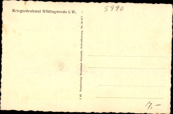 Postcard Wiblingwerde in Sauerland, memorial