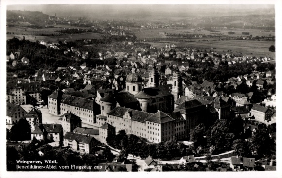 Postcard Weingarten in Württemberg, aerial photograph