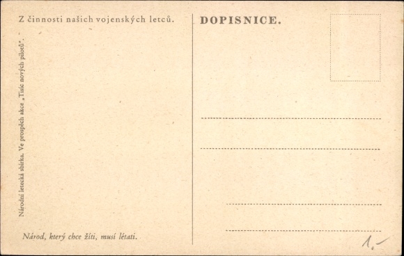 Postcard Tschechoslowakische Militärflugzeuge, A nation that wants to live must fly