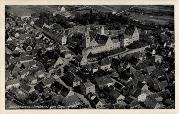 Postcard Babenhausen Swabia, aerial photograph