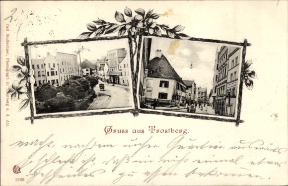 Passepartout Ak Trostberg in Oberbayern, Teilansichten, Straßenpartie