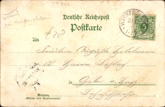 Postcard Wackersleben in Saxony-Anhalt, church, factories, restaurant