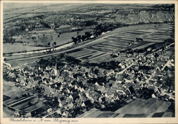 Postcard Pleidelsheim in Württemberg, aerial photograph