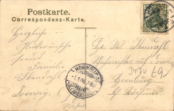 KP passe-partout Höxter nad Wezerą, widok z Felsenkeller, Szczęśliwego Nowego Roku, rok 1906