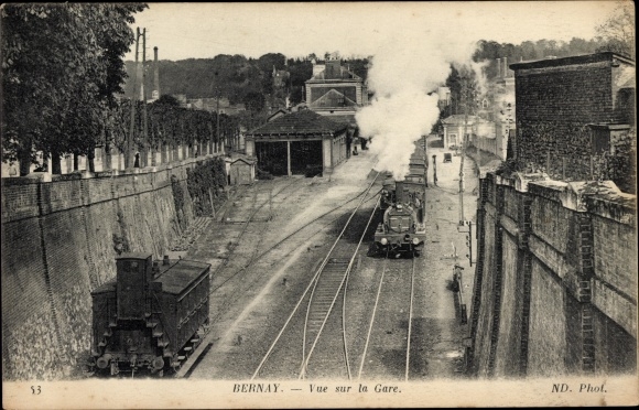 PC Bernay Eure, train station, track side, steam locomotive