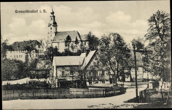 Postcard Großröhrsdorf in Saxony, view of the church