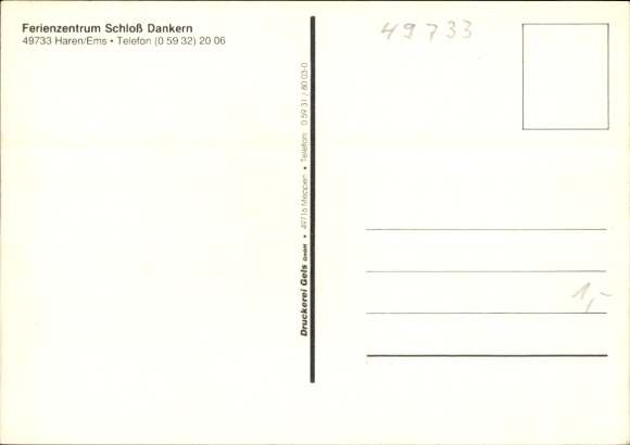 Postcard Haren an der Ems, holiday center Schloss Dankern, playground, water skiing