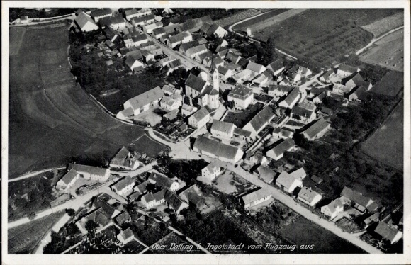 Postcard Ober Dolling Oberdolling in Upper Bavaria, aerial photograph