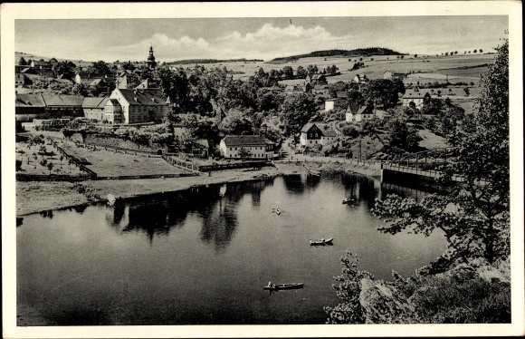 Ak Harra Rosenthal am Rennsteig, Am Stausee der oberen Saaletalsperre, Blick vom Zwirbelfels