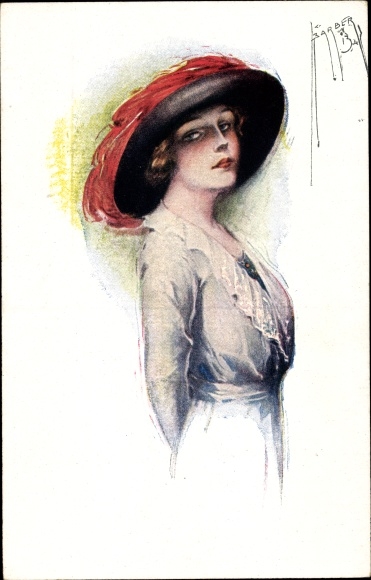 Artist PC Barber, Court, Sweet Heart, Portrait of a woman with a hat