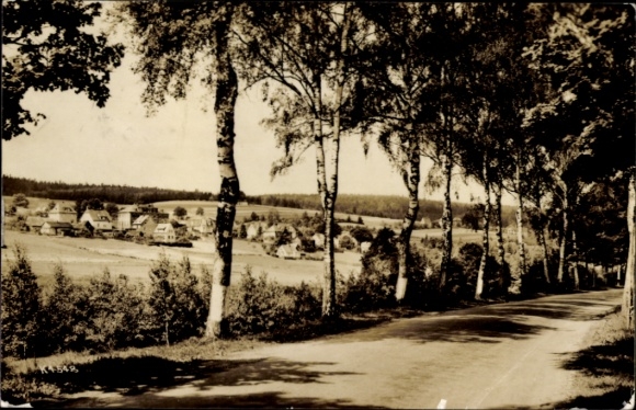 Postcard Sohl Bad Elster in the Vogtland, landscape photograph, row of trees, village architecture