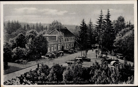 Postcard Schevenhütte Stolberg in the Rhineland, hotel restaurant, parking lot