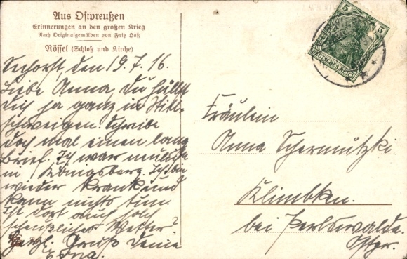 Artists Postcard Haß, Fritz, Reszel Rössel East Prussia, Castle and Church