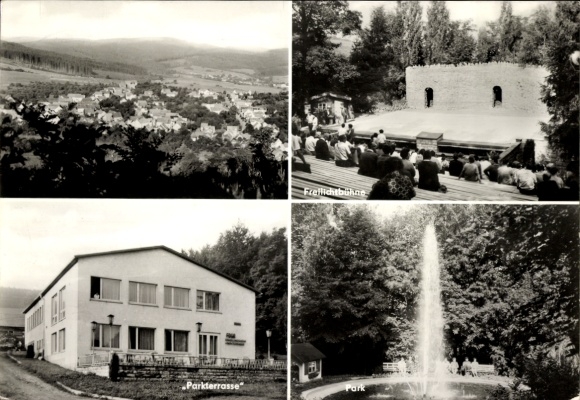 KP Fischbach Schleusingen w Turyngii, scena plenerowa, taras parkowy, park, widok na okolicę...