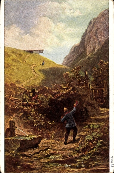 Artist Postcard Spitzweg, C., The vacationer