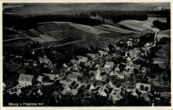 Postcard Biburg Diedorf Kreis Augsburg, aerial photograph