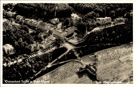 Ak Ostseebad Sellin auf Rügen, Fliegeraufnahme