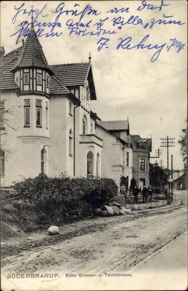 Ak Süderbrarup in Sleeswijk-Holstein, op de hoek van de Großestrasse en de Teichstrasse