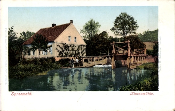 Postcard Kannomühle Alt Zauche Wußwerk in the Spreewald, partial view