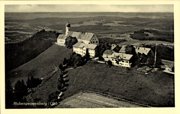 Postcard Hohenpeißenberg Peißenberg Upper Bavaria, aerial photograph