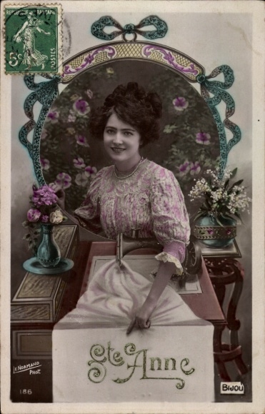 Happy New Year, woman with sewing machine