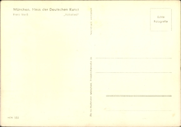 Artist Postcard Weiß, Franz, Volkslied, HDK 533