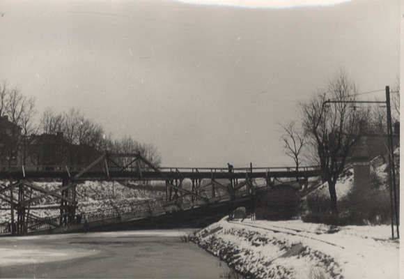Original photo Berlin Britz, destroyed Wilhelm Borgmann Bridge over the Teltow Canal, 1945/46