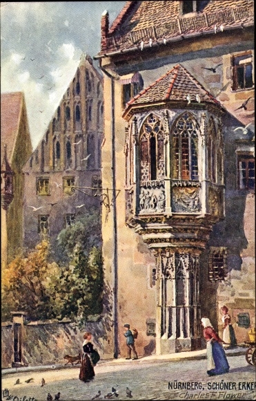 Artist PC Flower, Charles, Nuremberg in Middle Franconia Bavaria, beautiful bay window