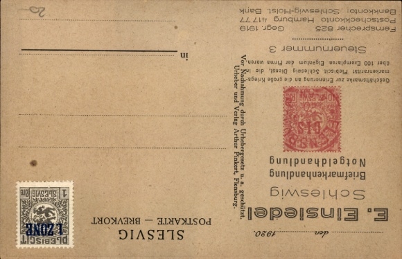 Stamps Postcard Flensburg in Schleswig Holstein, Plebiscit 1920, Referendum in North Schleswig