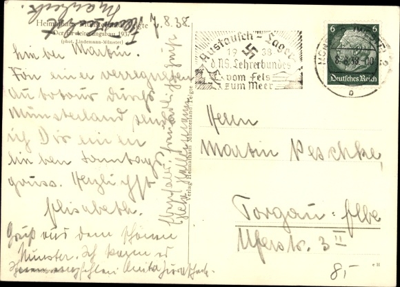 Postcard Telgte in Westfalen, Heimathaus Münsterland, extension 1937, sundial