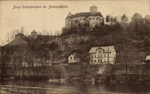 Ak Scharfenstein Drebach im Erzgebirge Sachsen, Burg