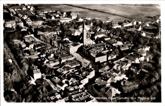 Postcard Pfarrkirchen in Niederbayern, aerial photograph