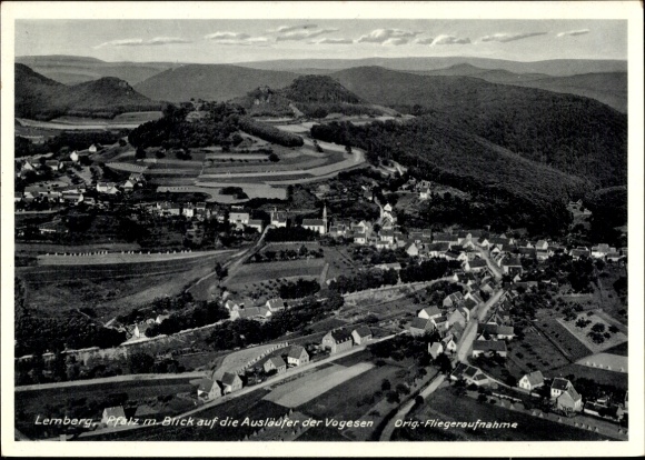 Postcard Lemberg in the Palatinate, aerial photograph, foothills of the Vosges