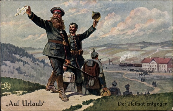 Artist PC Thiele, Arthur, op vakantie, naar huis, soldaten op vakantie