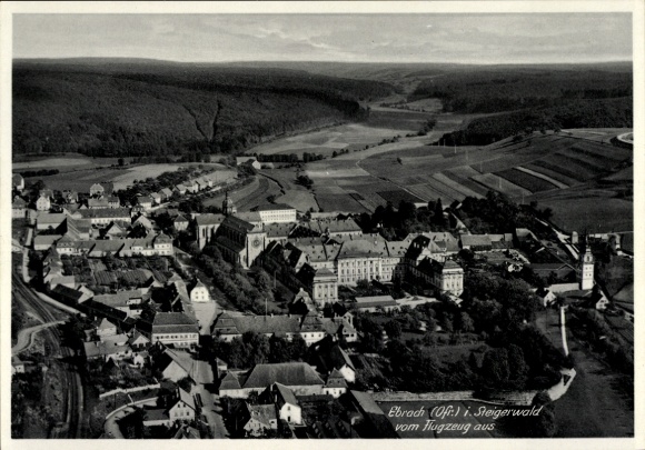 Postcard Ebrach in the Steigerwald Upper Franconia, aerial photograph