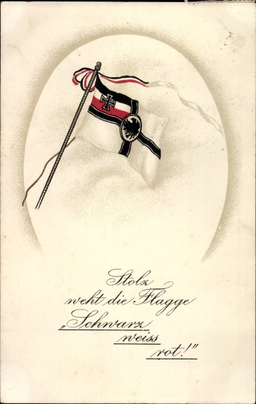 The flag is proudly waving, black, white and red, Reich war flag