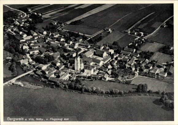 Postcard Gergweis Osterhofen in Lower Bavaria, aerial photograph