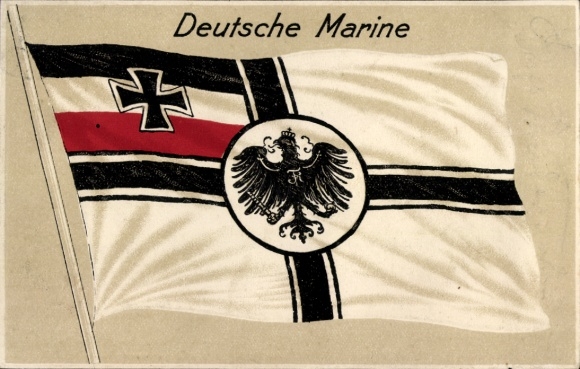 Embossed Postcard German War Flag, Eagle, Cross, I. WK