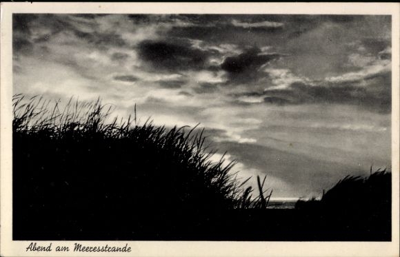 Postcard Dziwnów Baltic Sea resort West Dievenow Pomerania, evening on the seashore