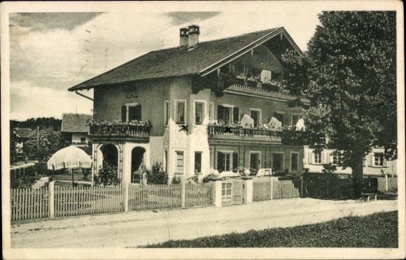 Postcard Bad Tölz in Upper Bavaria, House Villa Elfriede, two floors, veranda, garden, street, architect